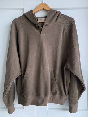 Essentials Fear of God Hooded Waffle Knit Pullover - Taupe size 14/16 or L